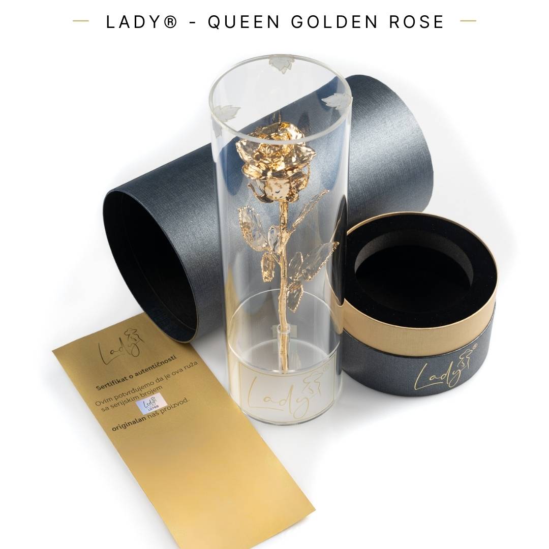 LADY® Queen Golden Rose – Elegant, Unique, and Everlasting Gift - 24K gold plated rose