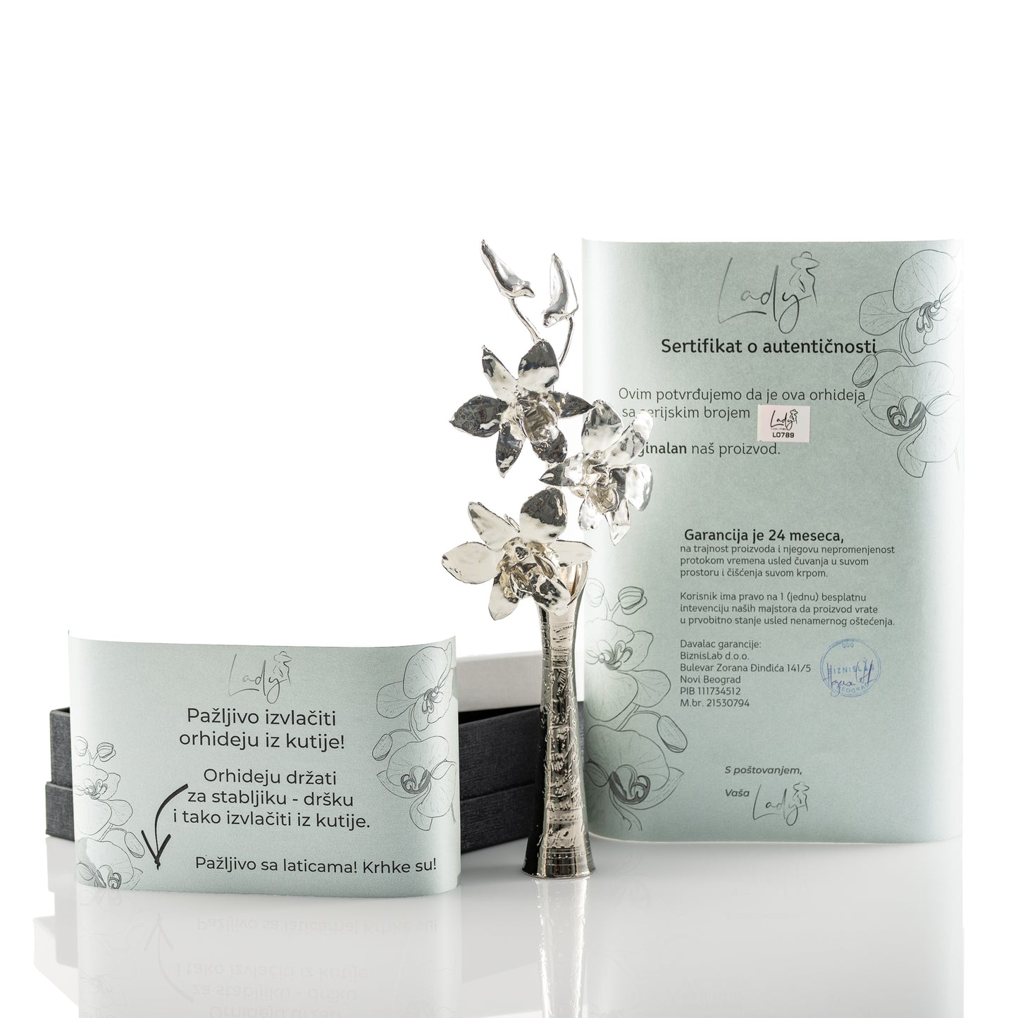 LADY® Silver Orchid – Elegant, Unique, and Everlasting Gift - orchid silver-plated with 925 silver