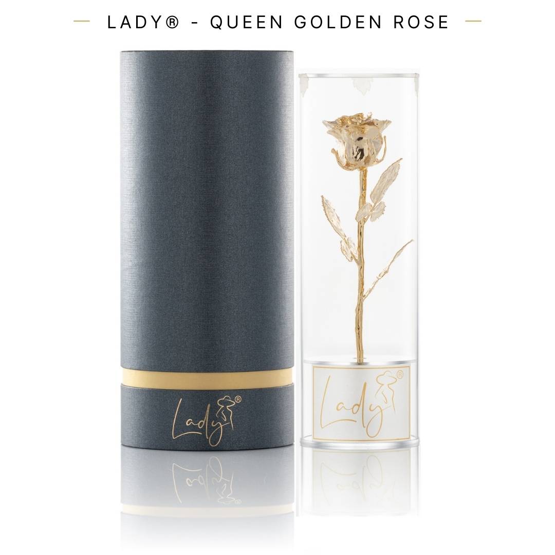 LADY® Queen Golden Rose – Elegant, Unique, and Everlasting Gift - 24K gold plated rose