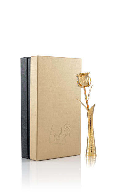 LADY® Gold set Rose with Vase – Elegant, Unique, and Everlasting Gift - 24K gold plated rose