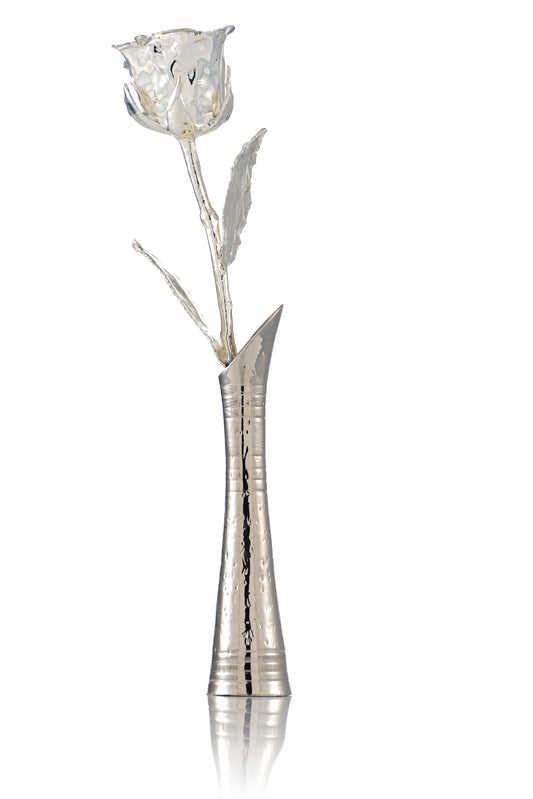 LADY® Srebrny zestaw Róża z wazonem – elegancki, wyjątkowy i wieczny prezent - róża posrebrzana próbą 925