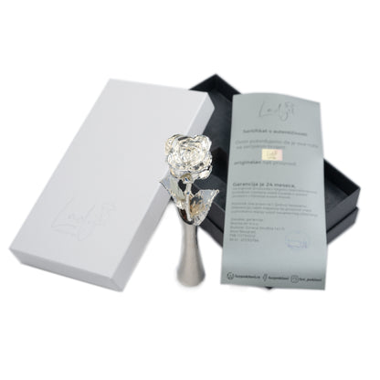 LADY® Silver set Rose with Vase – Elegant, Unique, and Everlasting Gift - 925 silver plated rose