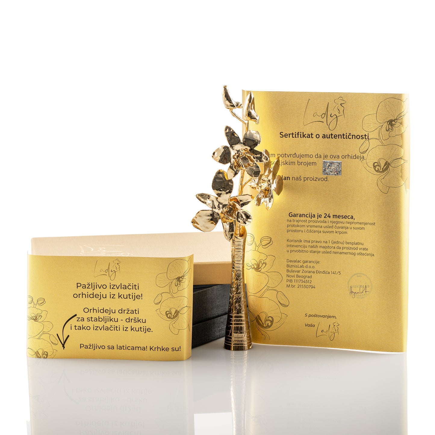 LADY® Goldene Orchidee – Elegantes, einzigartiges und ewiges Geschenk – 24 Karat vergoldete Orchidee